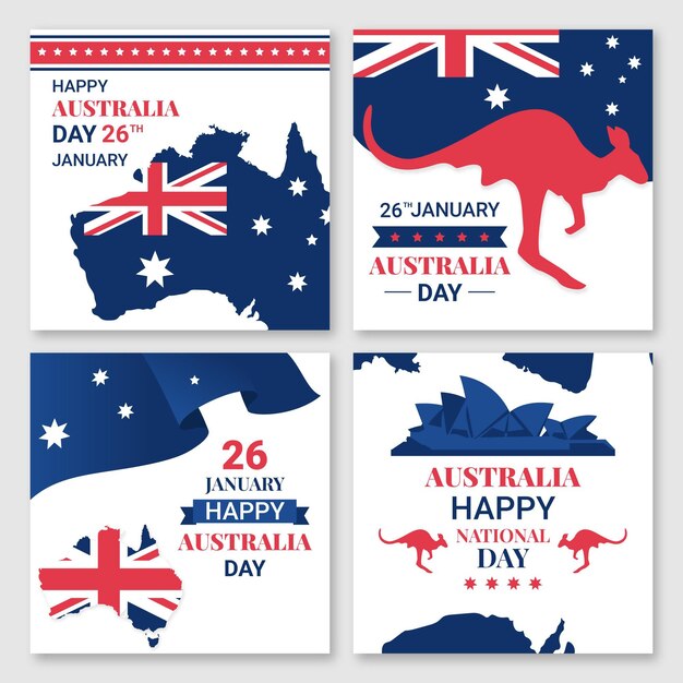 Conjunto de tarjetas de felicitación del día de australia