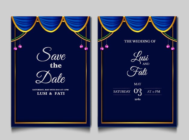 Conjunto de tarjetas de invitación de boda de lujo guardar la fecha