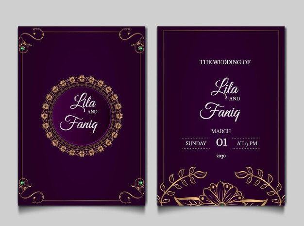 Conjunto de tarjetas de invitación de boda de lujo