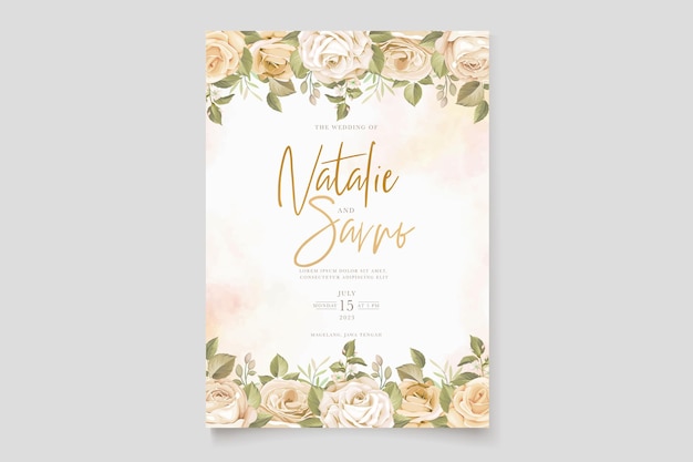 conjunto de tarjetas de invitación de rosas suaves dibujadas a mano