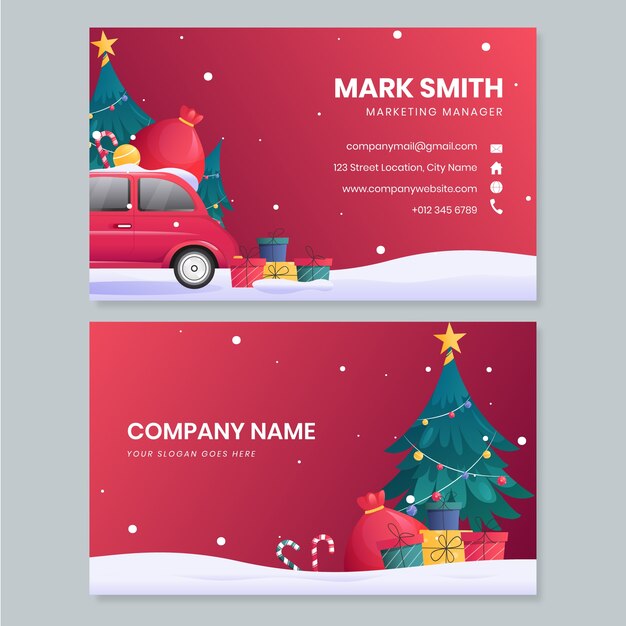Conjunto de tarjetas de navidad de negocios degradado