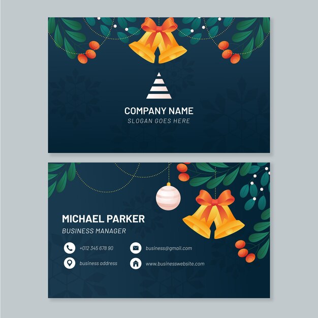 Conjunto de tarjetas de navidad de negocios degradado
