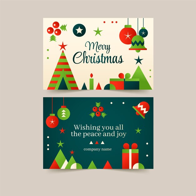 Conjunto de tarjetas de navidad de negocios degradado