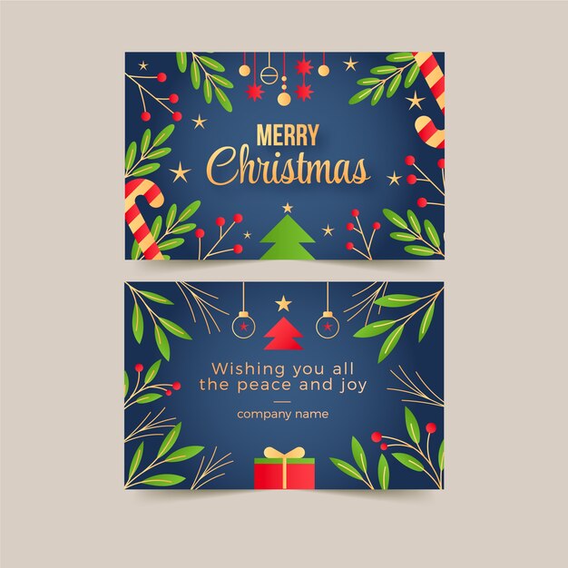 Conjunto de tarjetas de navidad de negocios degradado