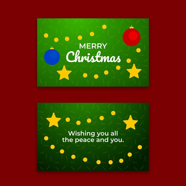 Conjunto de tarjetas de navidad de negocios degradado