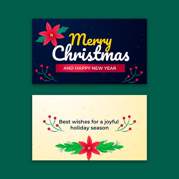 Conjunto de tarjetas de navidad de negocios degradado