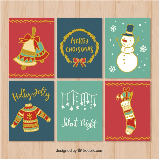 Conjunto de tarjetas de Navidad
