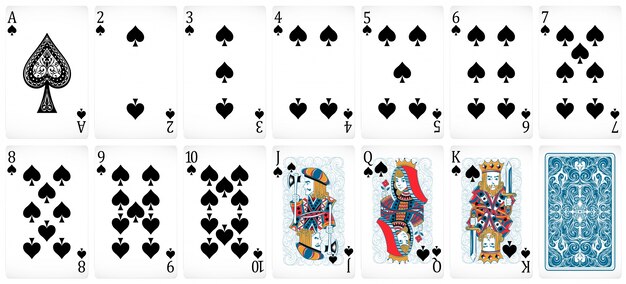 Conjunto de tarjetas de póquer con diseño frontal y trasero