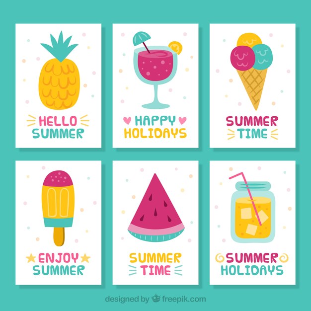 Conjunto de tarjetas de verano con helado