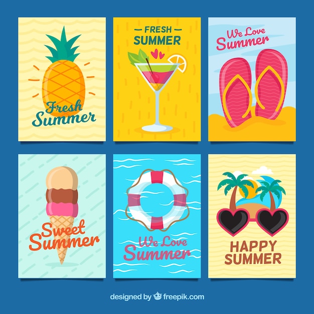 Conjunto de tarjetas de verano