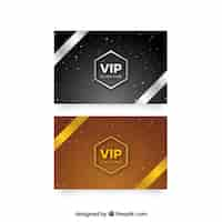 Vector gratuito conjunto de tarjetas vip plateada y doradada