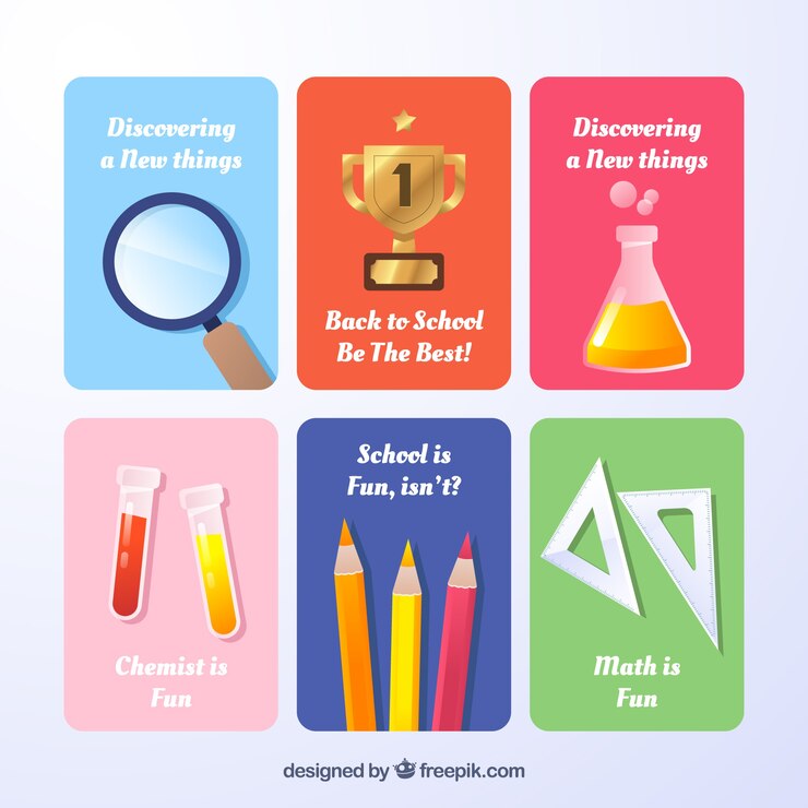 Vector gratuito conjunto de tarjetas de vuelta al cole