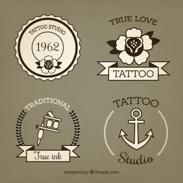 Vector gratuito conjunto de tatuajes vintage dibujados a mano