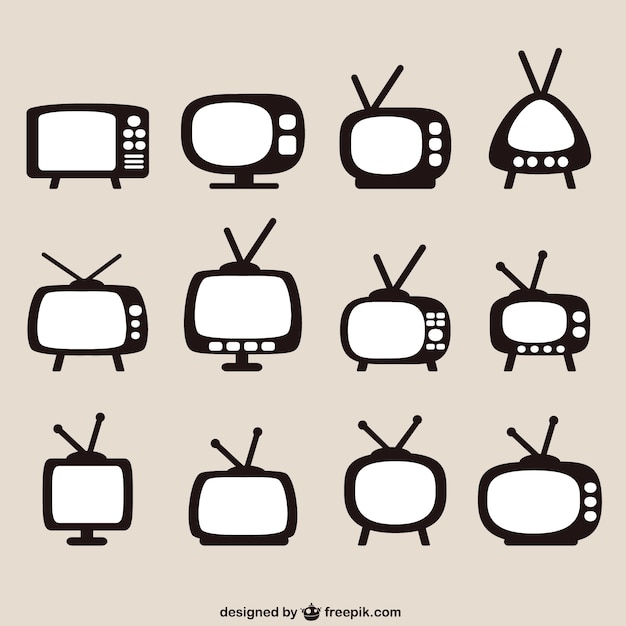 Vector gratuito conjunto de televisiones retro