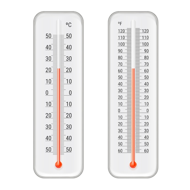 Conjunto de termómetros de meteorología realista