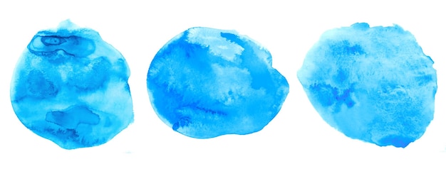 Conjunto de textura de mancha de acuarela azul
