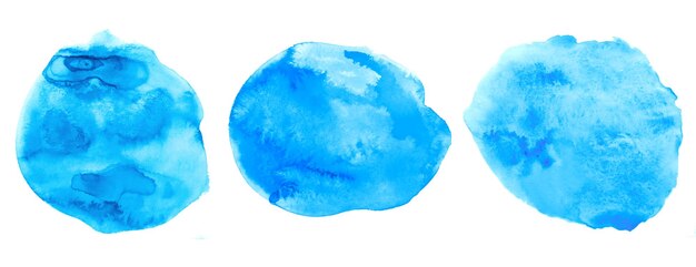 Conjunto de textura de mancha de acuarela azul