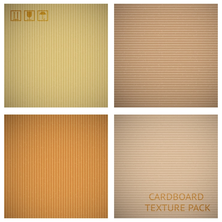 Vector gratuito conjunto de texturas de cartón. fondo de dibujos animados de papel, material de patrón macro primer plano, ilustración vectorial