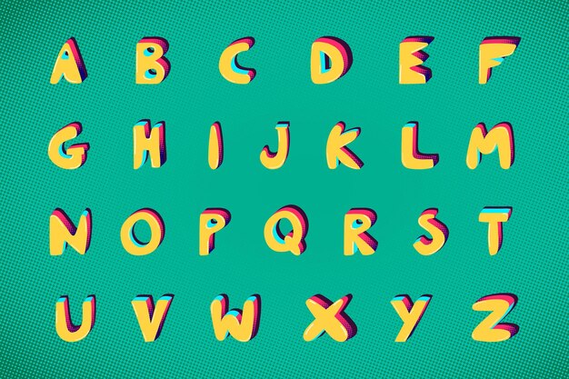 Conjunto de tipografía de alfabeto de fuente funky negrita AZ