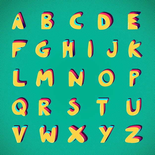 Conjunto de tipografía de alfabeto de fuente funky negrita AZ