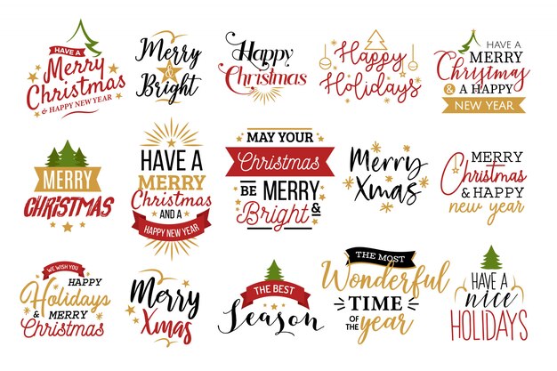 Conjunto de tipografía de navidad