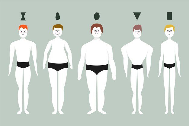Conjunto de tipos de dibujos animados de formas de cuerpo masculino