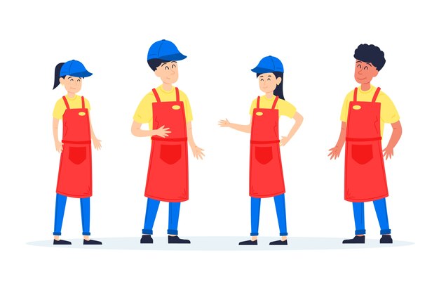 Conjunto de trabajadores de supermercados ilustrados
