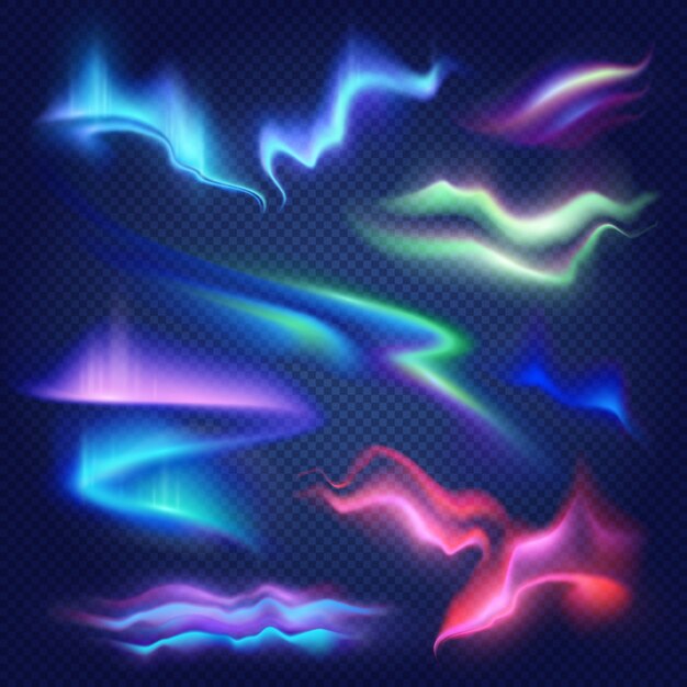 Conjunto transparente colorido Aurora Boreal