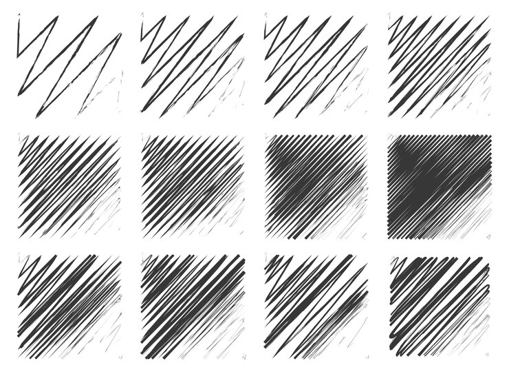Vector gratuito conjunto de trazo de pincel de líneas en zigzag
