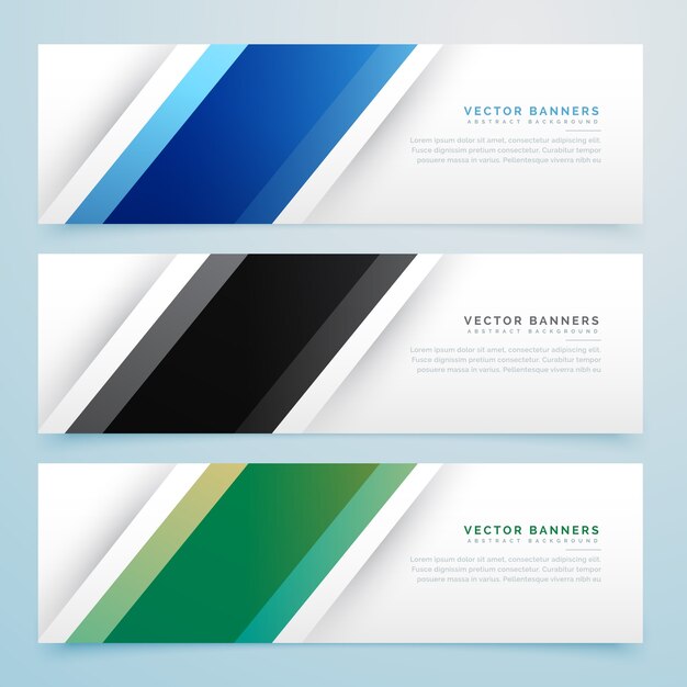 Conjunto de tres banners geométricos