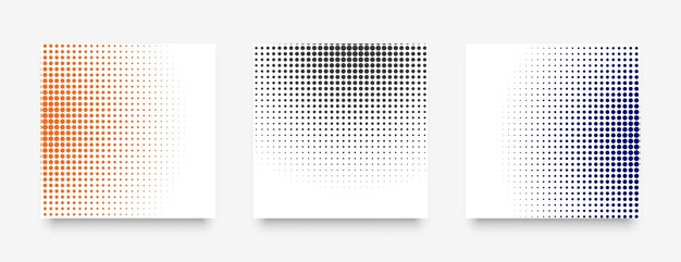 Conjunto de tres fondos punteados de semitono para cualquier proyecto