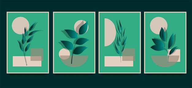 Un conjunto de tres ilustraciones florales estéticas minimalistas abstractas.