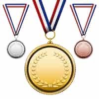 Vector gratuito conjunto de tres medallas