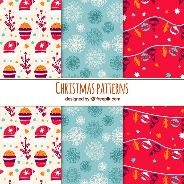Conjunto de tres patrones navideños