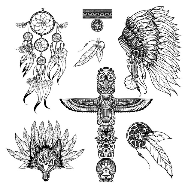 Conjunto Tribal Doodle
