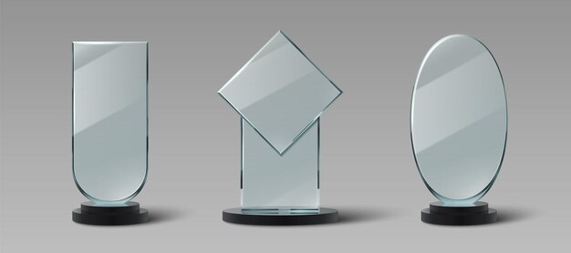 Conjunto de trofeos de vidrio con diferentes formas
