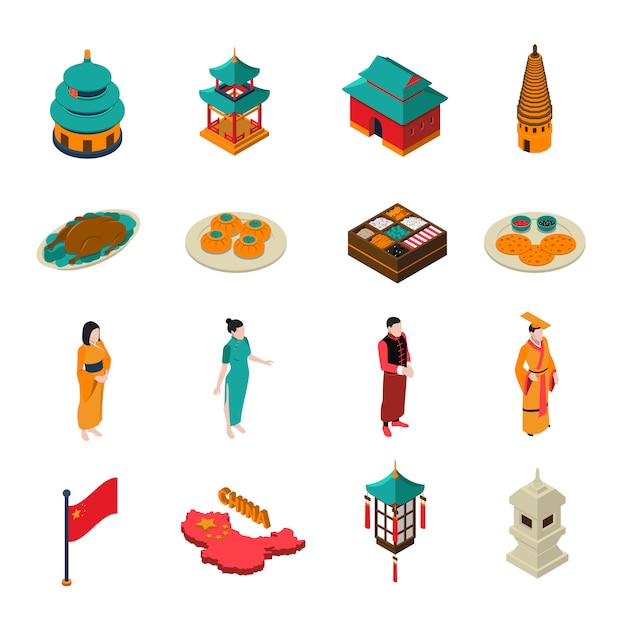 Conjunto turístico isométrico de China
