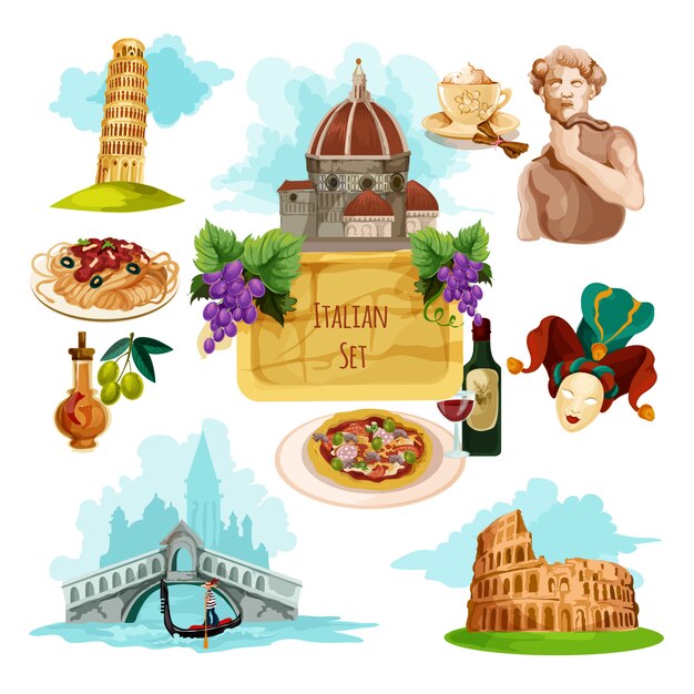 Conjunto turístico de italia