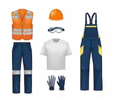 Vector gratuito conjunto de uniforme de ropa de trabajo