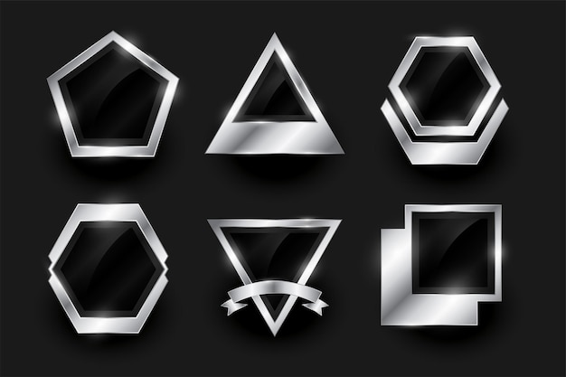 Conjunto vacío de insignias y etiquetas de medallas premium de plata