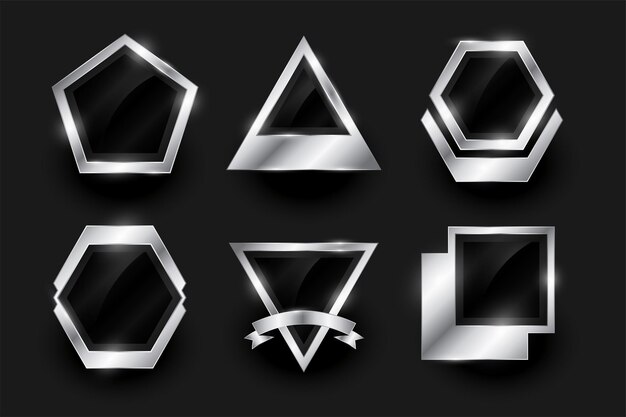 Conjunto vacío de insignias y etiquetas de medallas premium de plata