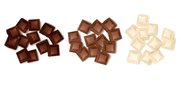 Conjunto de varias rebanadas de chocolate
