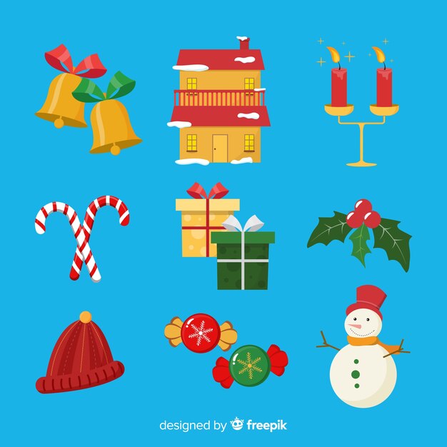 Conjunto de varios elementos de navidad