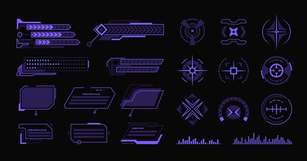 Conjunto de varios elementos planos de hud moderno