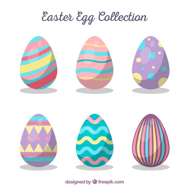 Conjunto de varios huevos de pascua con sombras