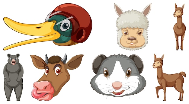 Vector gratuito conjunto de varios personajes de dibujos animados de animales