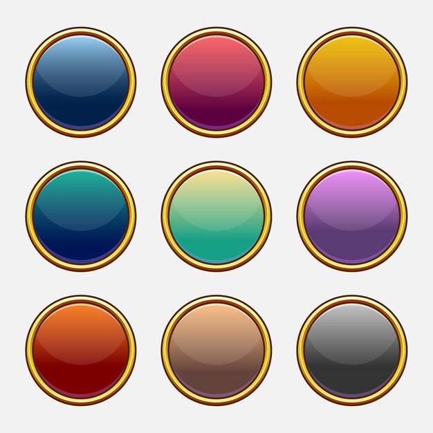Conjunto de vector colorido de tragamonedas en blanco del juego. Elementos para aplicaciones móviles. Opciones y ventanas de selección, configuración del panel.