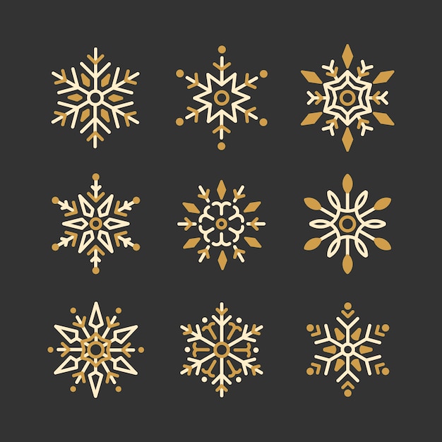 Vector gratuito conjunto de vector de diseño de copos de nieve de navidad