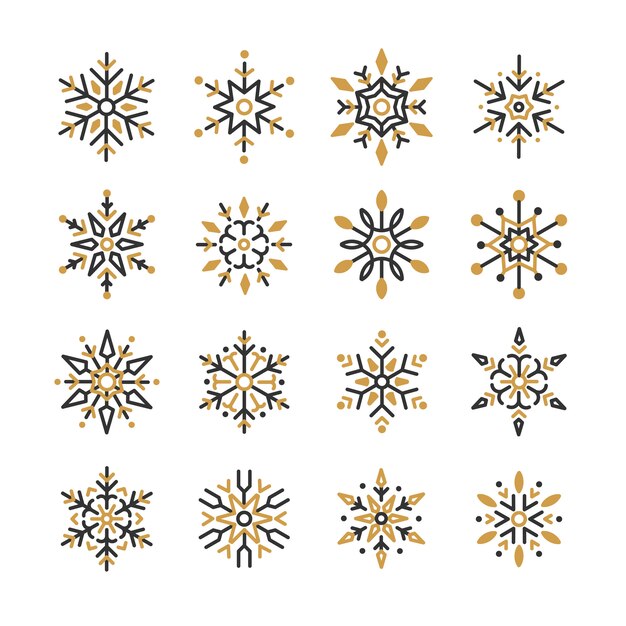 Conjunto de vector de diseño de copos de nieve de Navidad