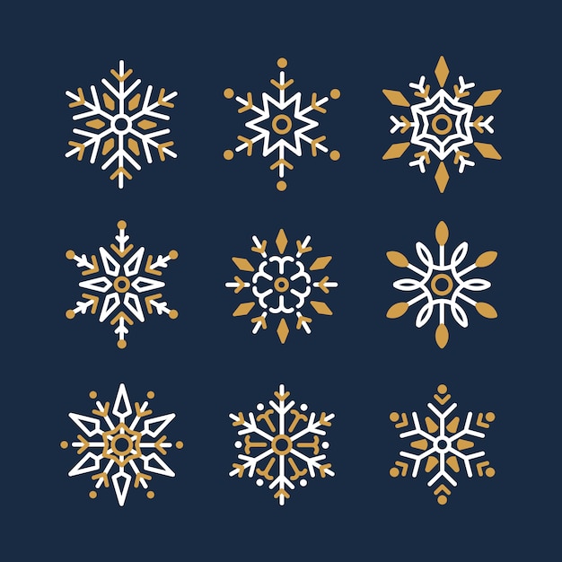 Conjunto de vector de diseño de copos de nieve de Navidad